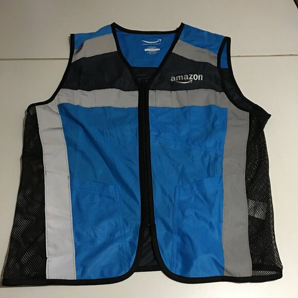 Amazon Blue Employee Uniform Vest Unisex Sleeveless Zip Up Size XS/S - Picture 1 of 6